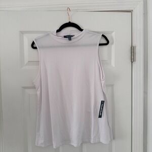 ModCloth White Mock Neck Sleeveless Tank Top Plus Size 1X Solid Shirt Layering